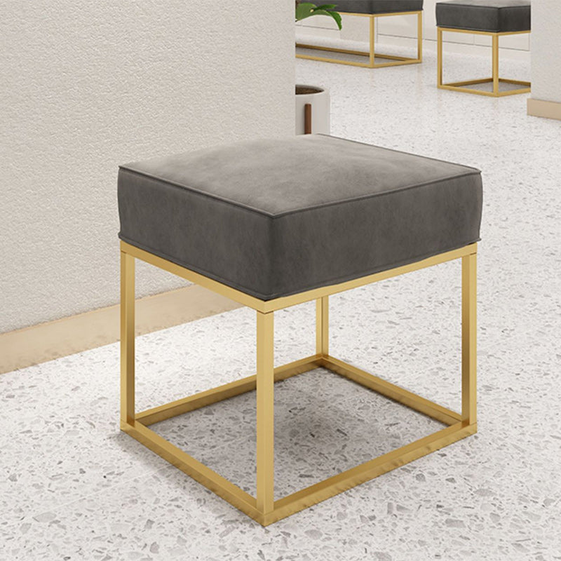 Minimalist Velvet Metal Footstool — Rectangular - Small / Gold