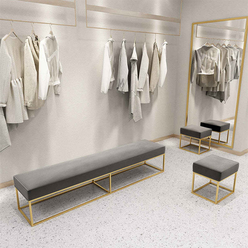 Minimalist Velvet Metal Footstool