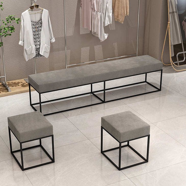 Minimalist Velvet Metal Footstool