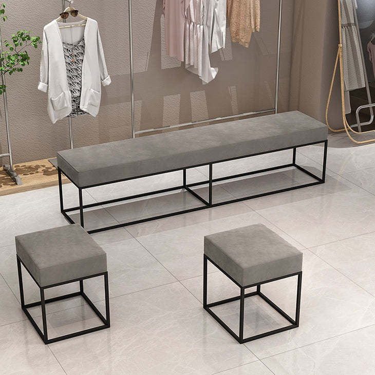 Minimalist Velvet Metal Footstool
