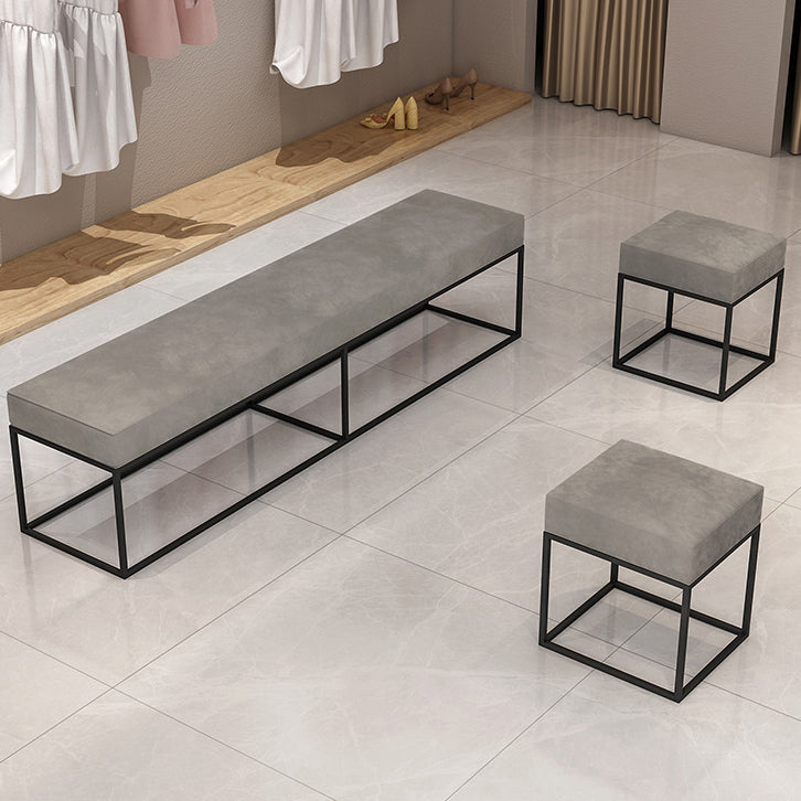 Minimalist Velvet Metal Footstool