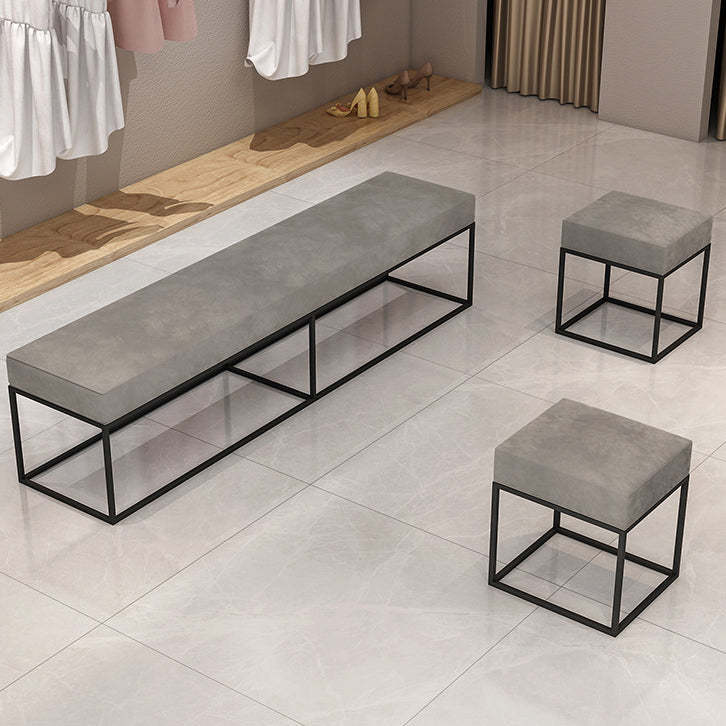Minimalist Velvet Metal Footstool