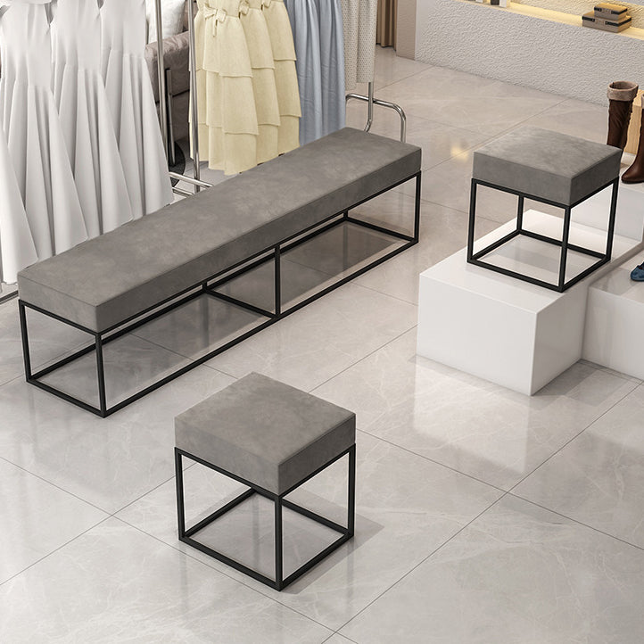 Minimalist Velvet Metal Footstool