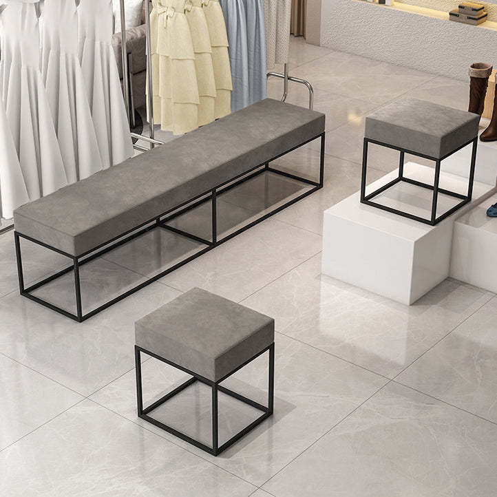 Minimalist Velvet Metal Footstool