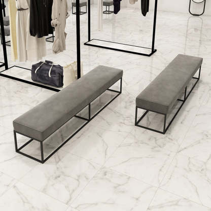 Minimalist Velvet Metal Footstool — Rectangular - Large / Black