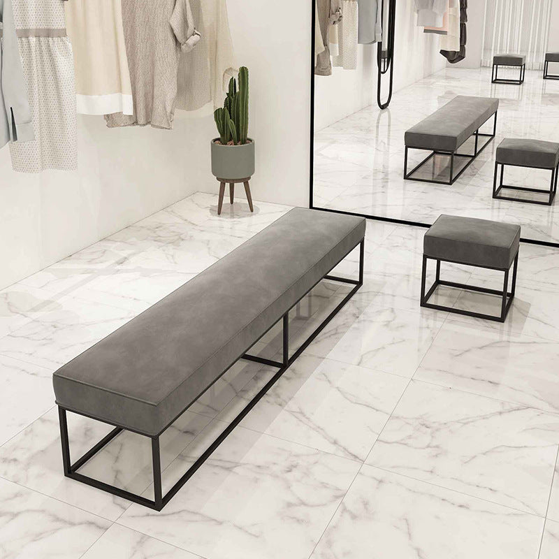 Minimalist Velvet Metal Footstool