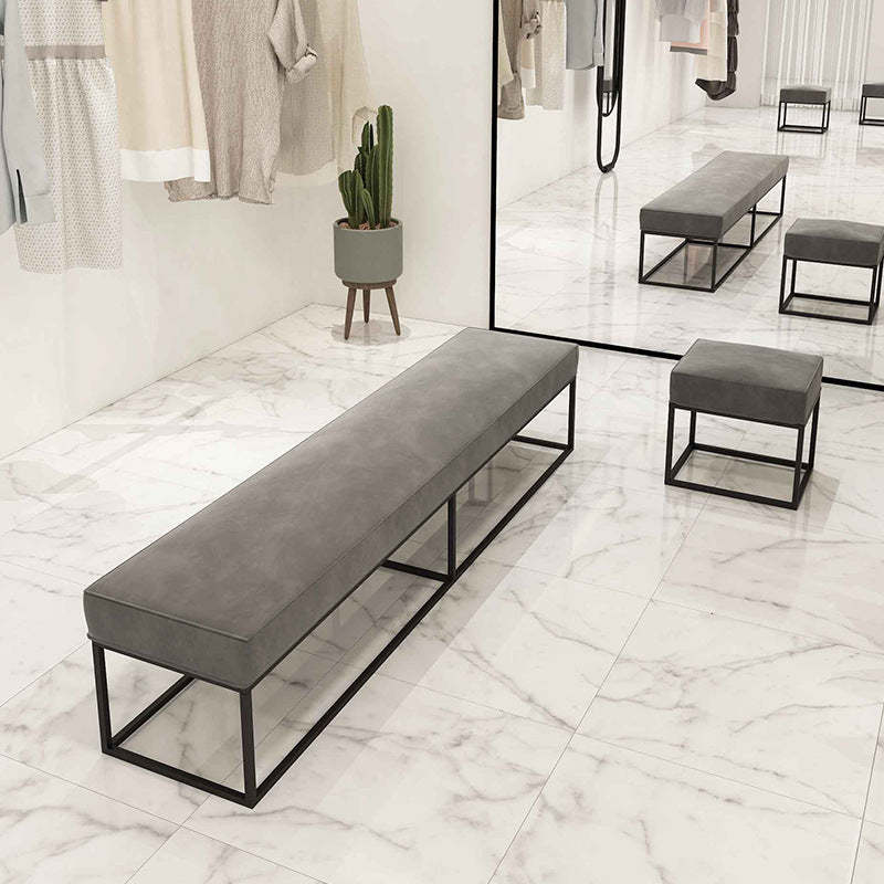 Minimalist Velvet Metal Footstool