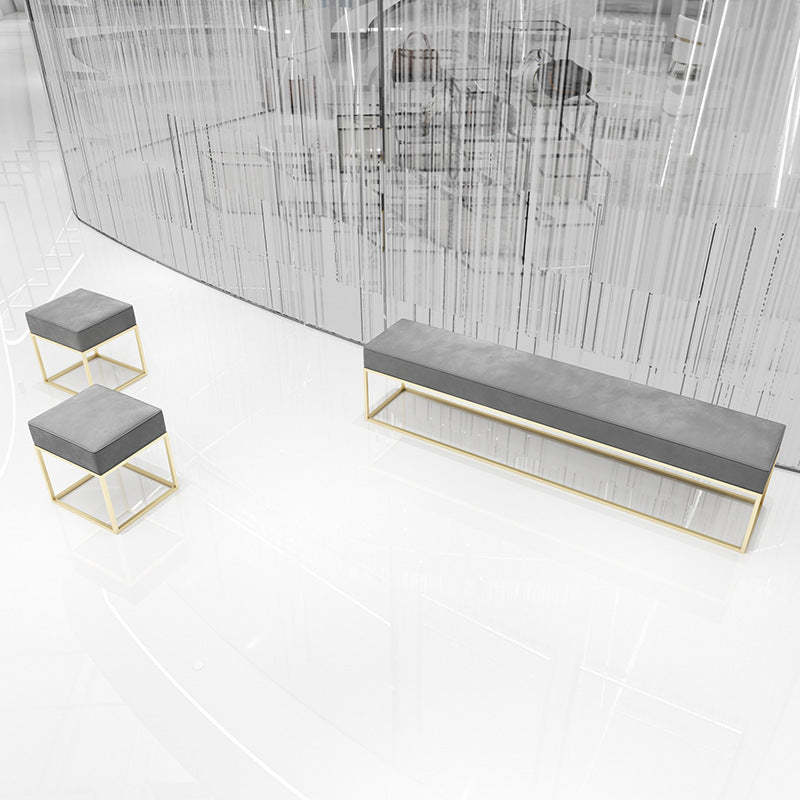 Minimalist Velvet Metal Footstool