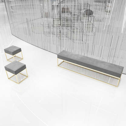 Minimalist Velvet Metal Footstool