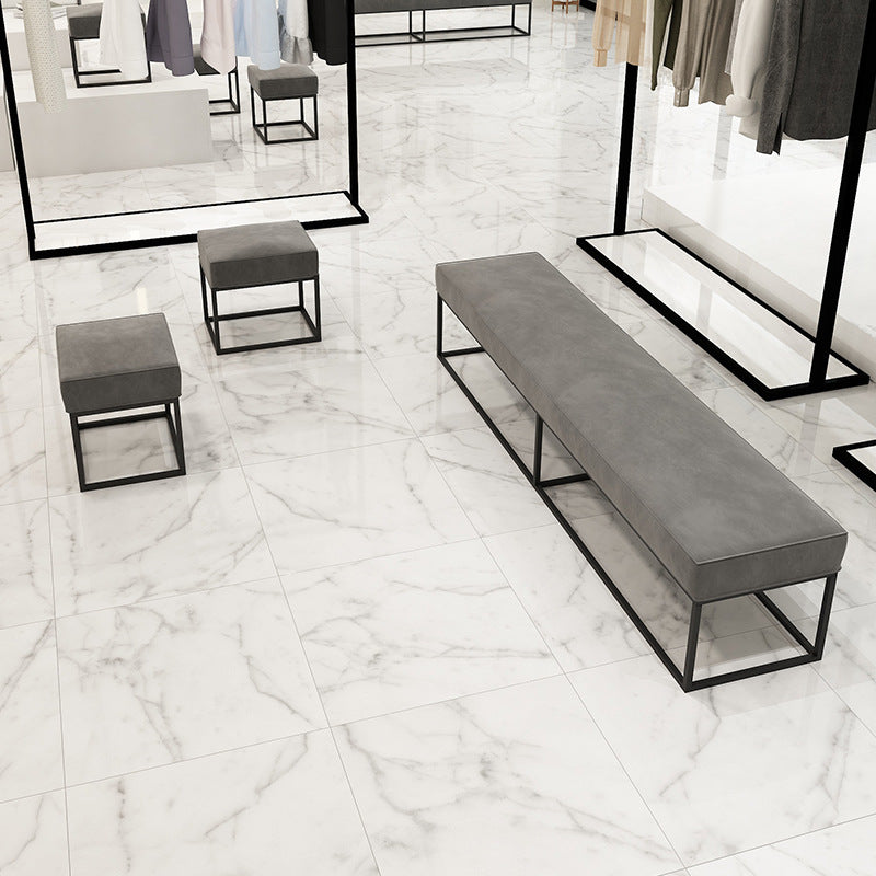 Minimalist Velvet Metal Footstool