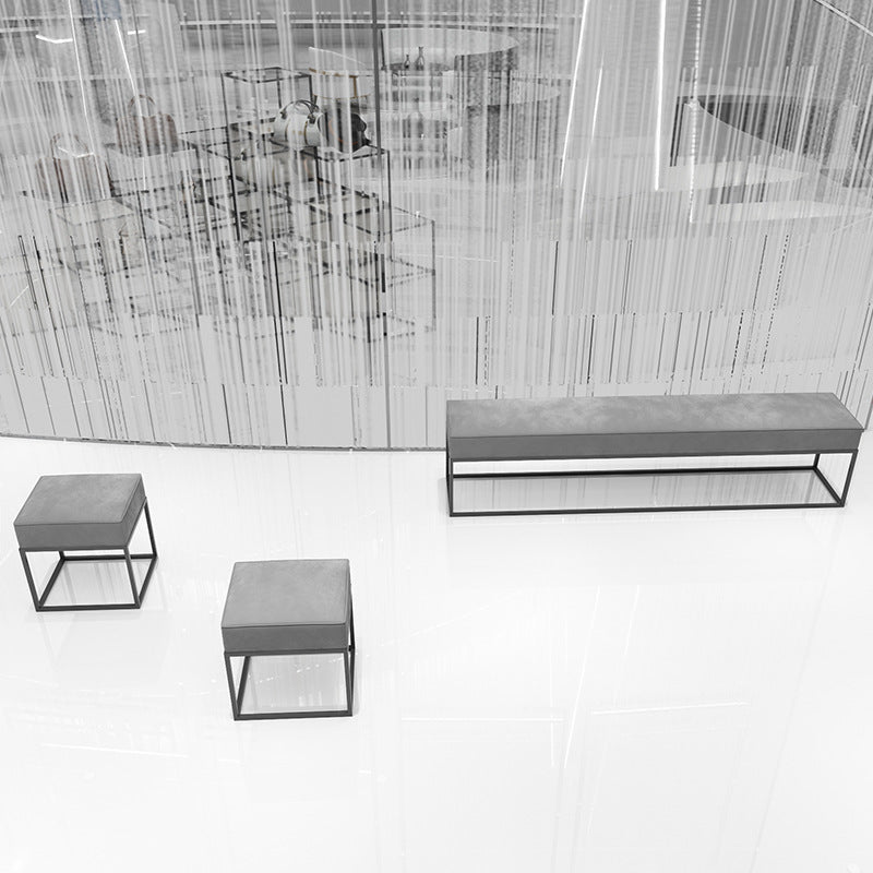 Minimalist Velvet Metal Footstool