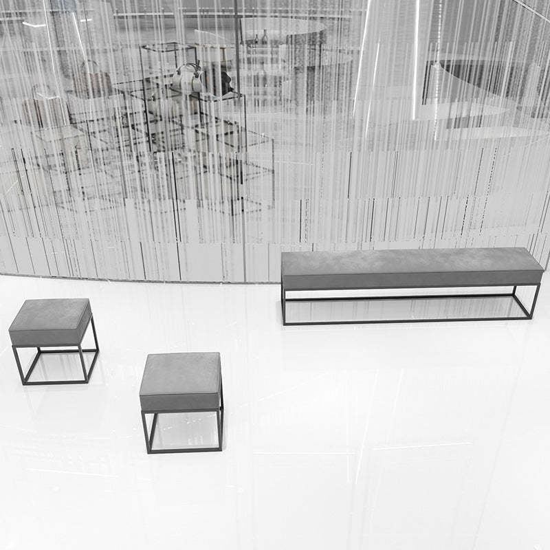 Minimalist Velvet Metal Footstool