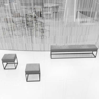 Minimalist Velvet Metal Footstool