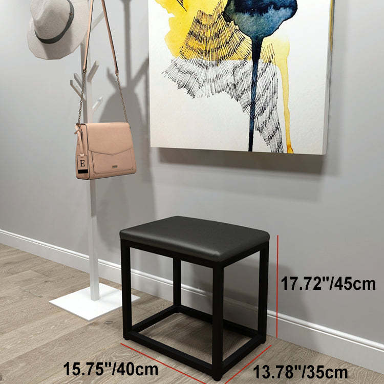 Minimalist Leather Iron Vanity Stool