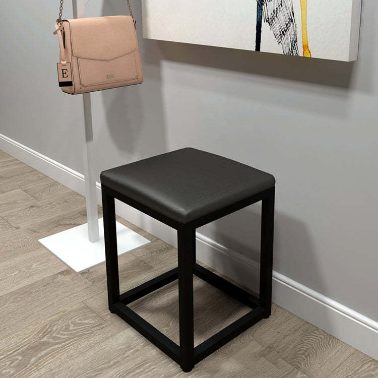 Minimalist Leather Iron Vanity Stool