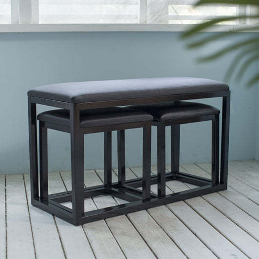 Minimalist Leather Iron Vanity Stool
