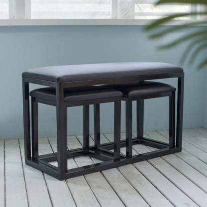 Minimalist Leather Iron Vanity Stool