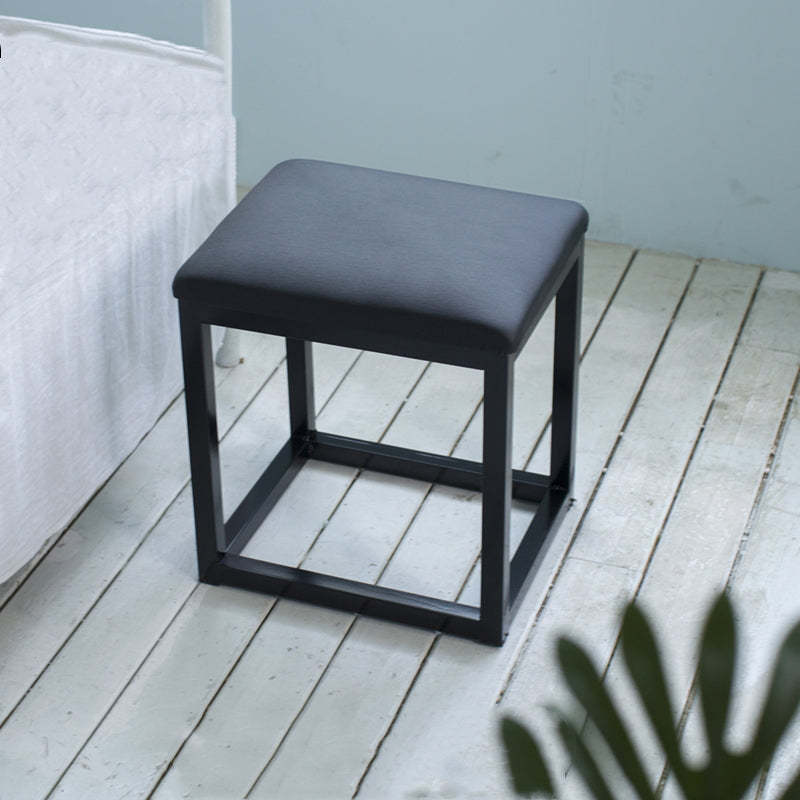 Minimalist Leather Iron Vanity Stool
