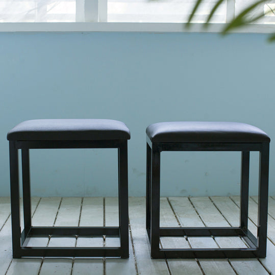 Minimalist Leather Iron Vanity Stool