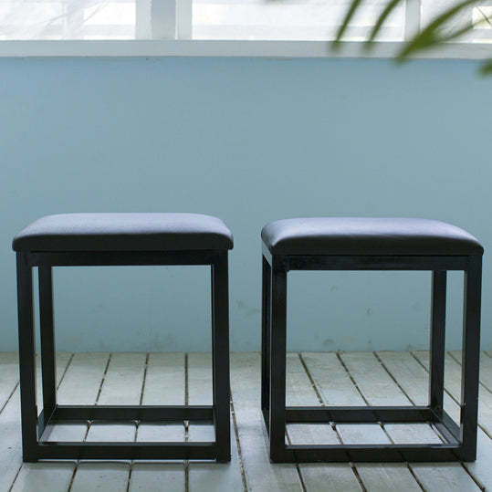 Minimalist Leather Iron Vanity Stool