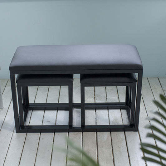 Minimalist Leather Iron Vanity Stool