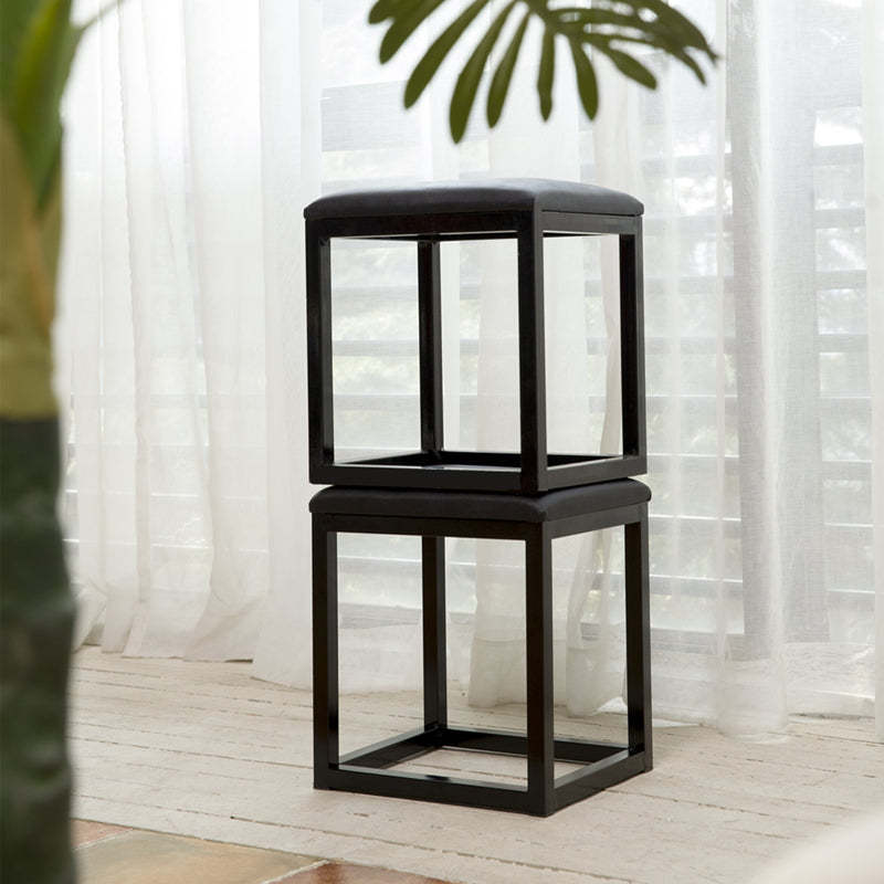 Minimalist Leather Iron Vanity Stool