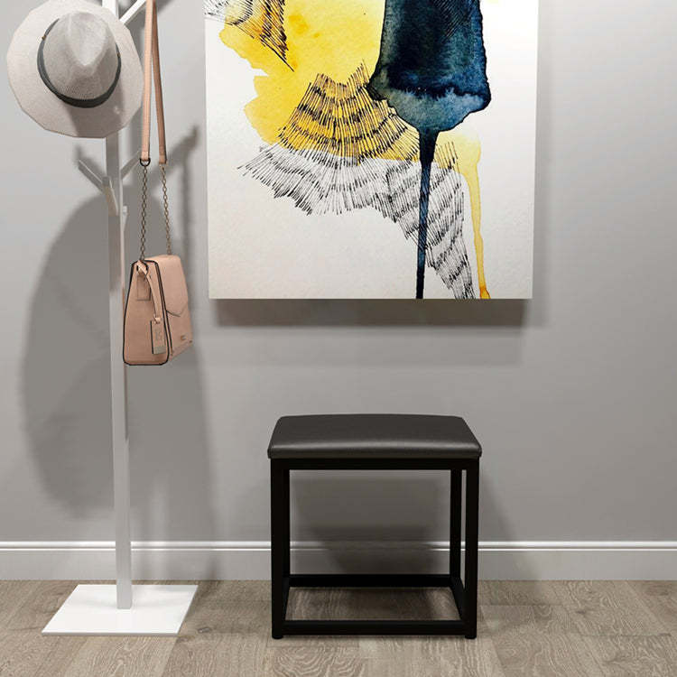 Minimalist Leather Iron Vanity Stool