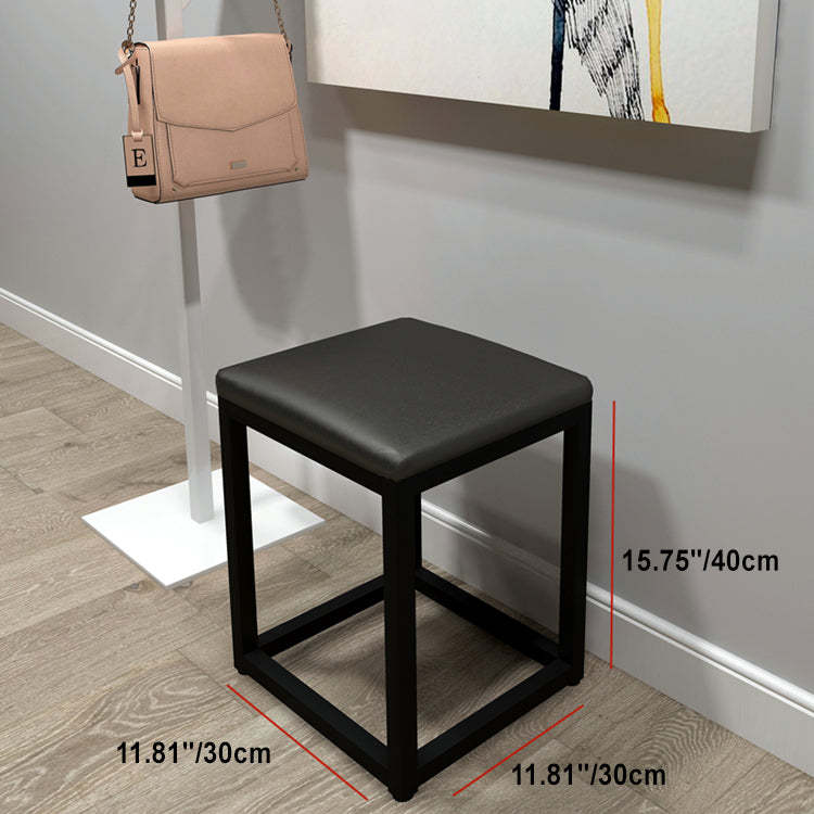 Minimalist Leather Iron Vanity Stool