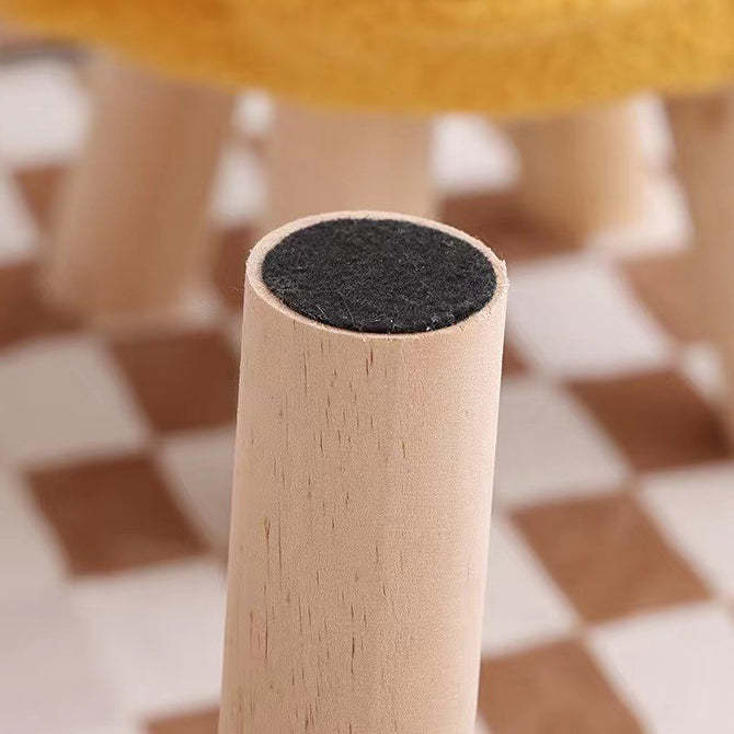 Contemporary Wood Lambswool Cotton Flower Footstool