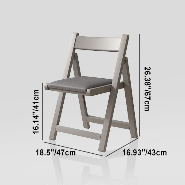 Modern Rubber Wood Leather Foldable Dining Chair — Normal Leather / Wood Color & White Seat