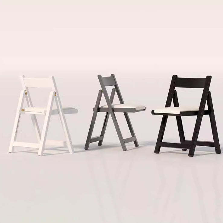 Modern Rubber Wood Leather Foldable Dining Chair — Normal Leather / Gray & White Seat