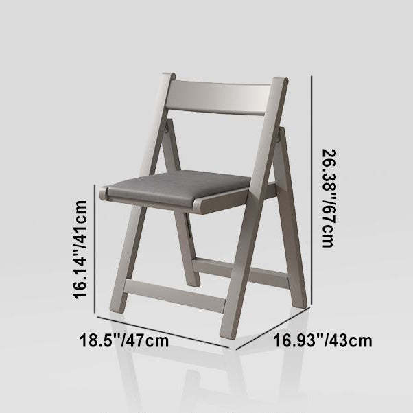 Modern Rubber Wood Leather Foldable Dining Chair — Normal Leather / Wood Color & White Seat