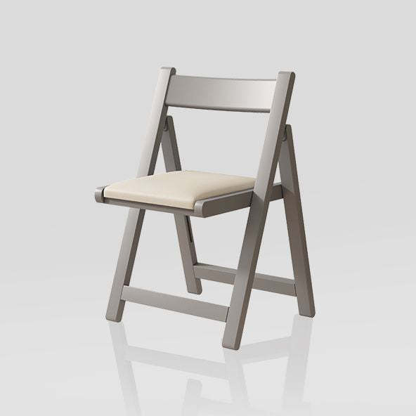Modern Rubber Wood Leather Foldable Dining Chair — Cat-scratch Leather / Walnut Color & Black Seat