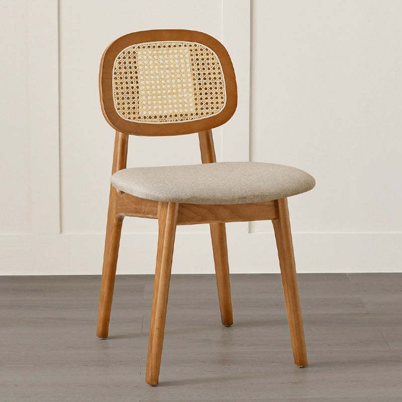 Japanese Woven Rattan Ash Wood Dining Chair