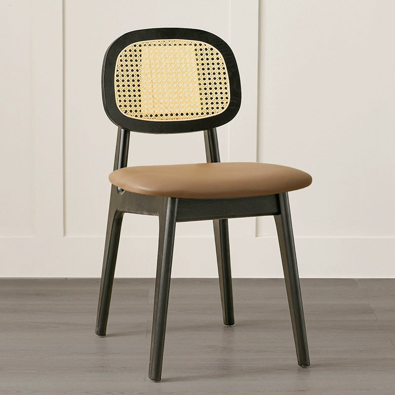 Japanese Woven Rattan Ash Wood Dining Chair