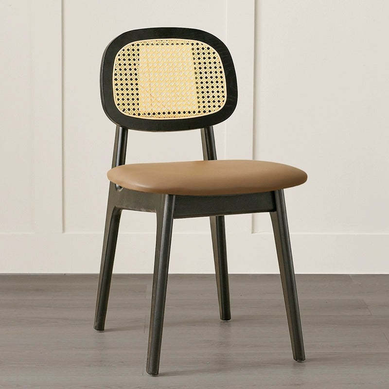 Japanese Woven Rattan Ash Wood Dining Chair