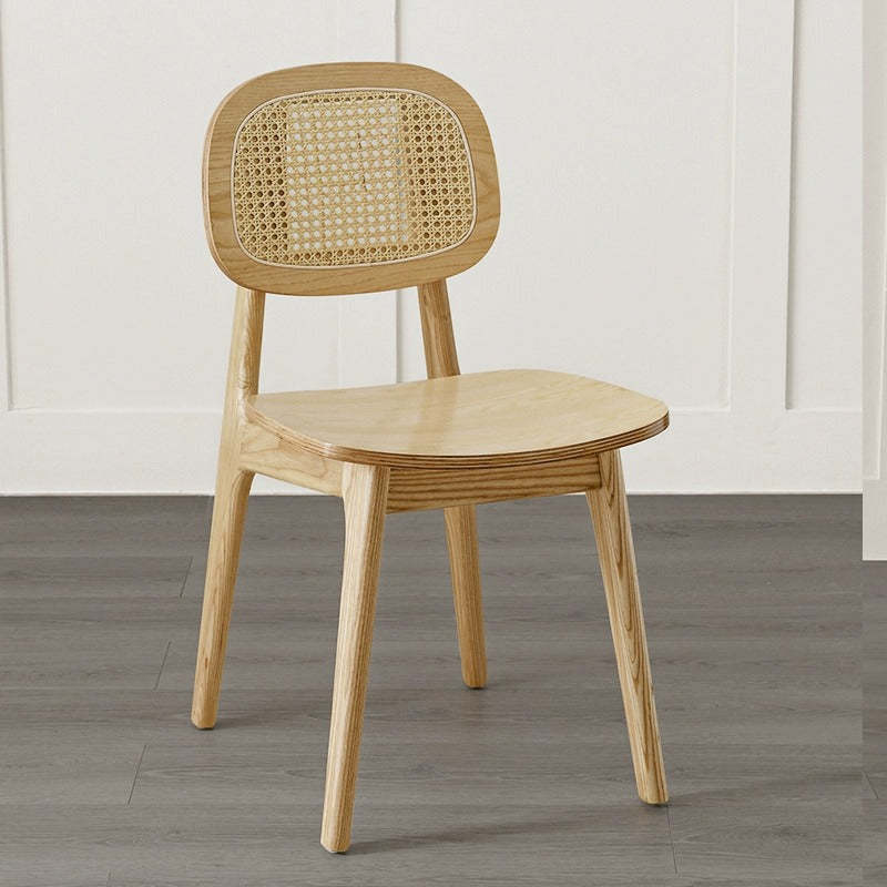 Japanese Woven Rattan Ash Wood Dining Chair
