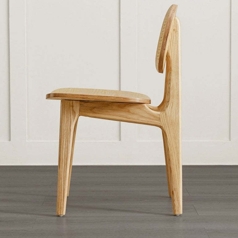Japanese Woven Rattan Ash Wood Dining Chair — Black / Rattan