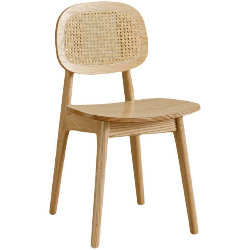 Japanese Woven Rattan Ash Wood Dining Chair