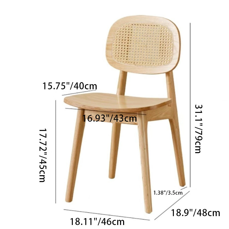 Japanese Woven Rattan Ash Wood Dining Chair — Cherry Wood Color / Wood