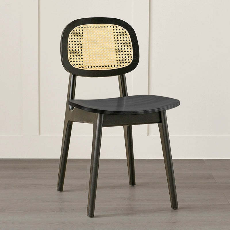 Japanese Woven Rattan Ash Wood Dining Chair