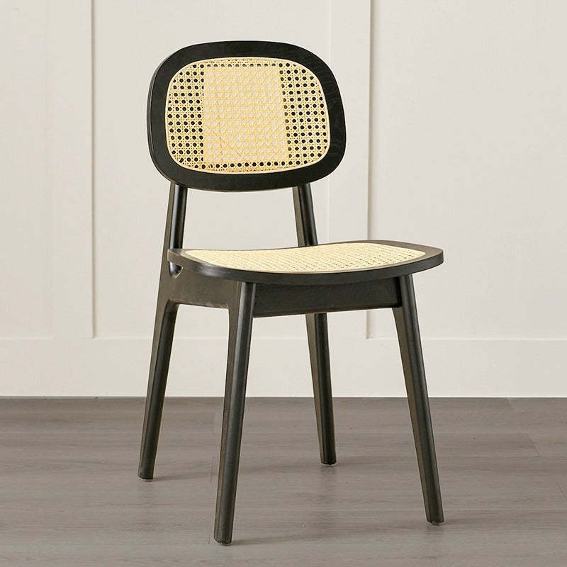 Japanese Woven Rattan Ash Wood Dining Chair