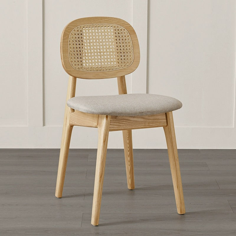 Japanese Woven Rattan Ash Wood Dining Chair