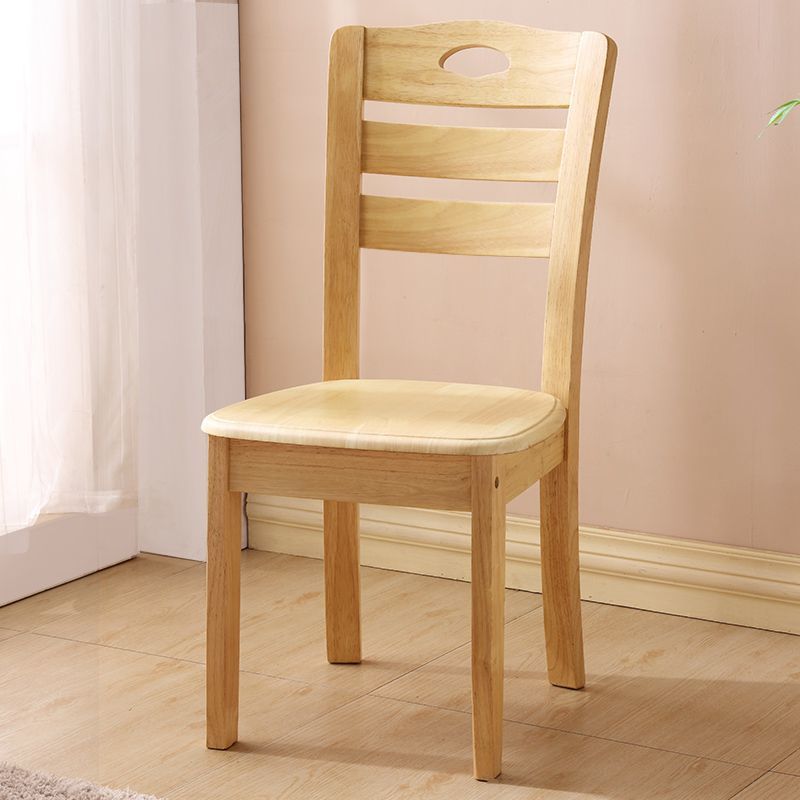 Chinese Rubber Wood Border Dining Chair — Original Wood Color
