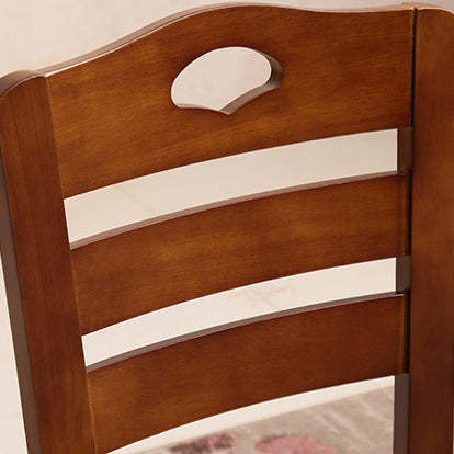 Chinese Rubber Wood Border Dining Chair — White & Walnut Color