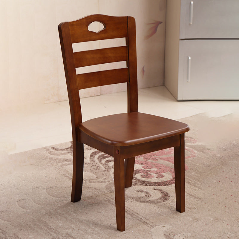 Chinese Rubber Wood Border Dining Chair — Wood Color