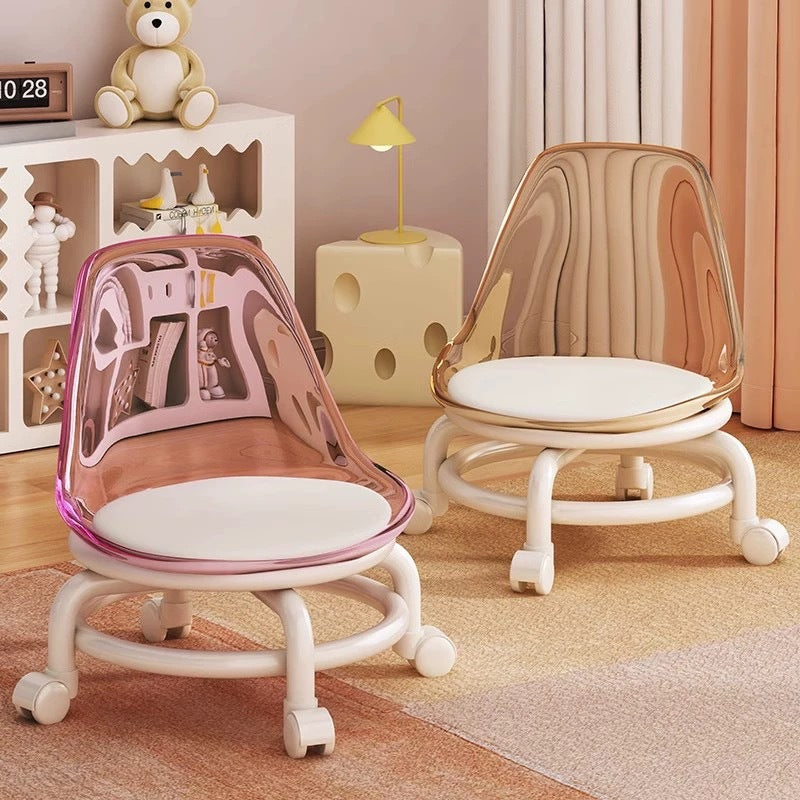 Scandinavian Kids Acrylic Leather Round Movable Low Stool