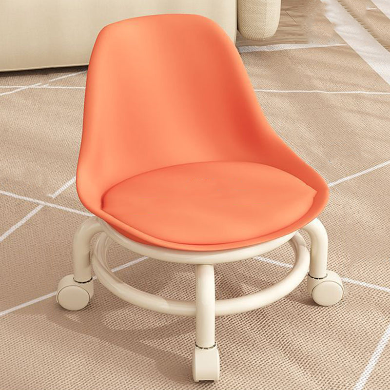 Scandinavian Kids Acrylic Leather Round Movable Low Stool — A - Pink