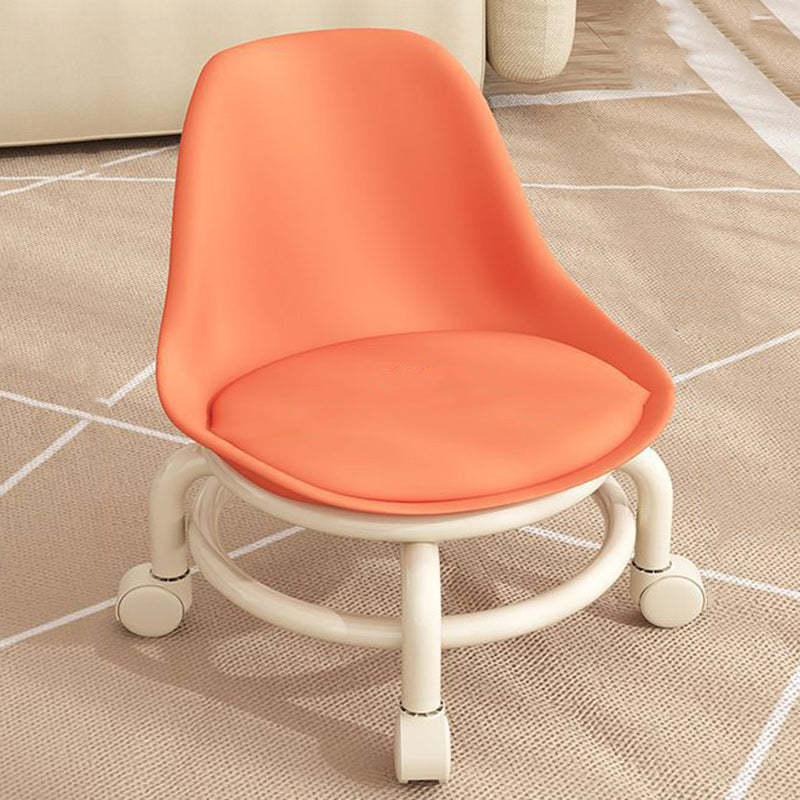 Scandinavian Kids Acrylic Leather Round Movable Low Stool — A - Pink