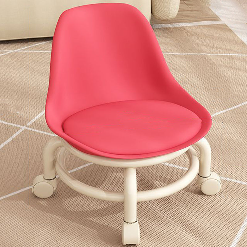 Scandinavian Kids Acrylic Leather Round Movable Low Stool — B - White